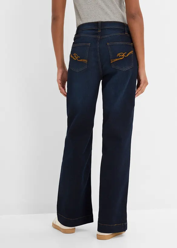 Wide Leg-jeans Mid Waist, komfortlinning, bonprix
