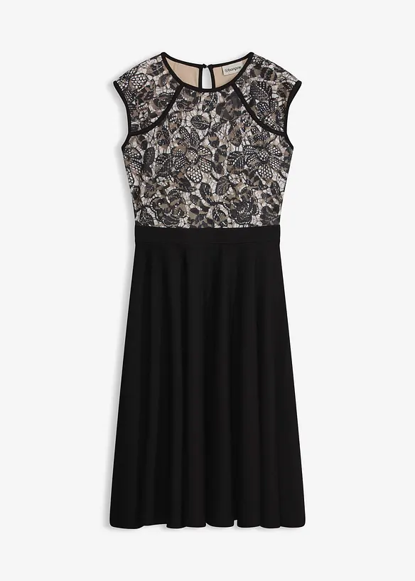 Midikjole med blonder, bonprix