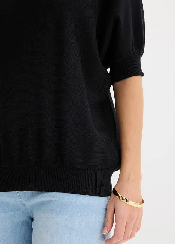 Finstrikket genser i bomullsmiks, bonprix