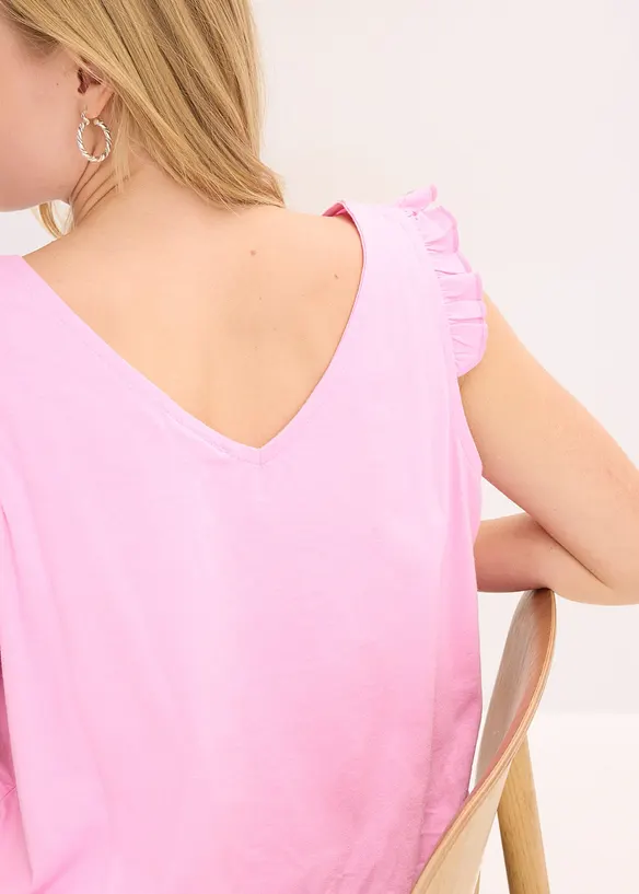 Ermel&oslash;s topp i 100% &oslash;kologisk bomull, bonprix