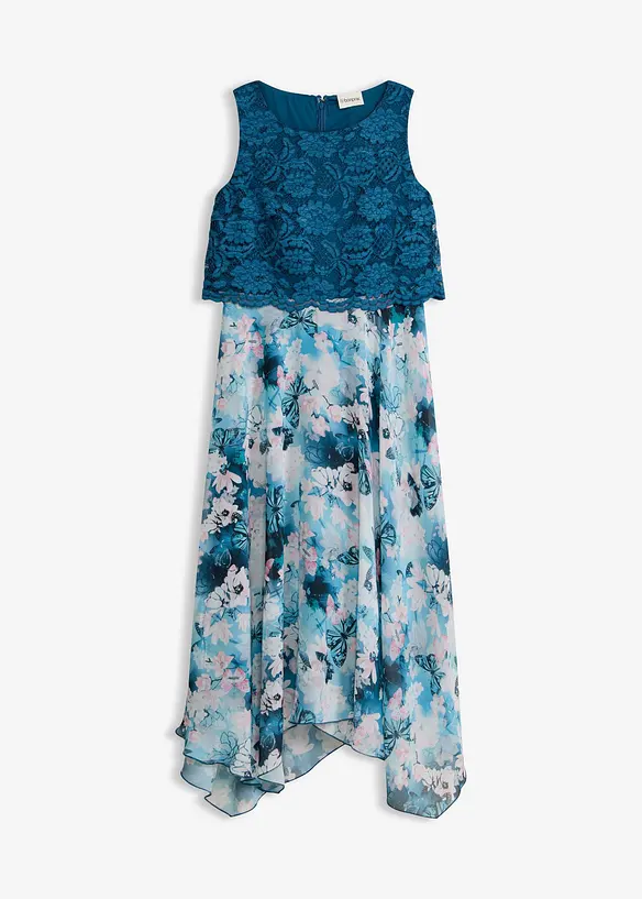 Chiffonkjole med fine blonder, bonprix