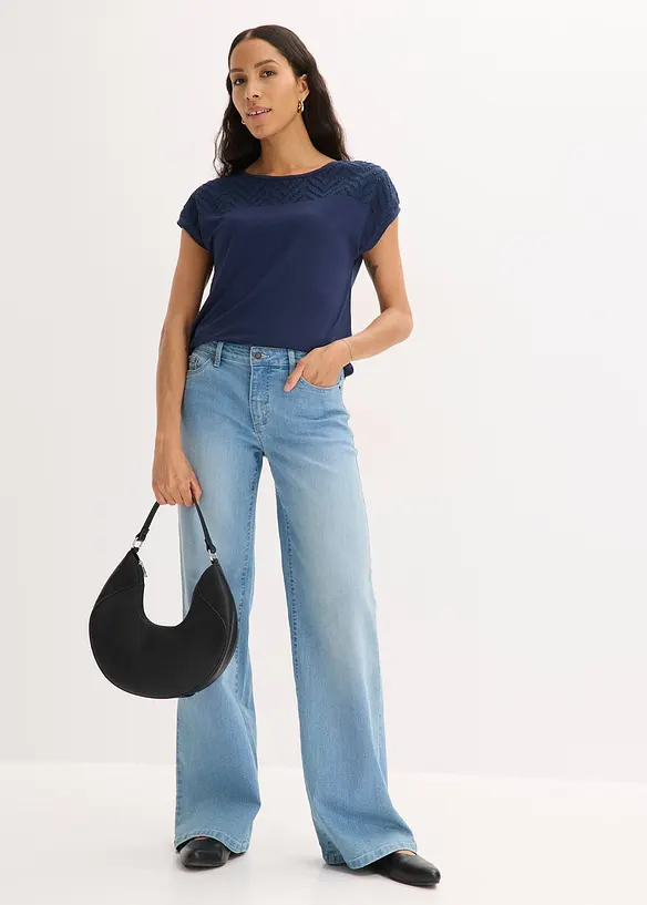 Blondetopp av myk viskose, bonprix