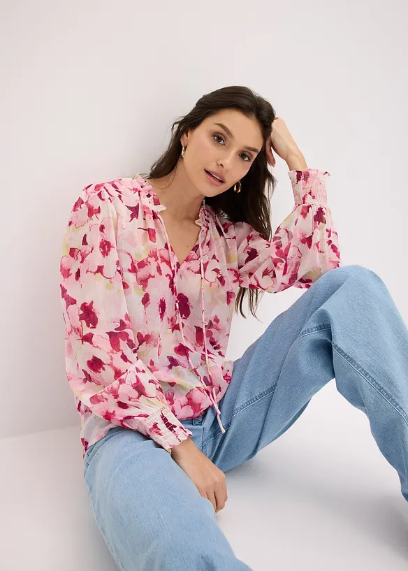 M&oslash;nstret chiffonbluse, bonprix