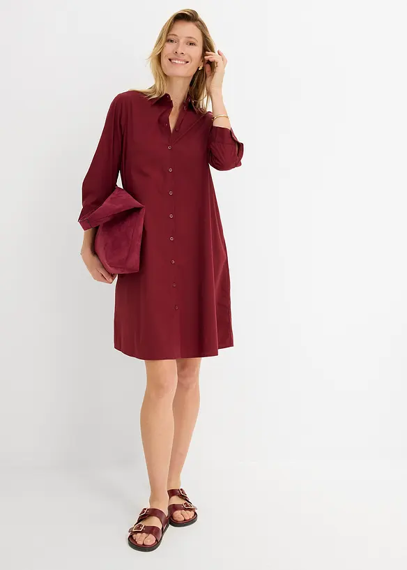 Skjortekjole i strukturert poplin, bonprix