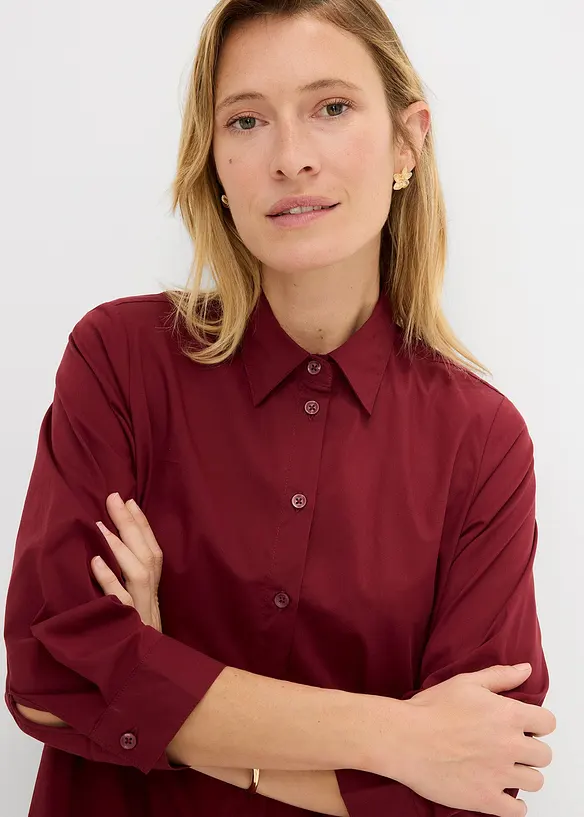 Skjortekjole i strukturert poplin, bonprix