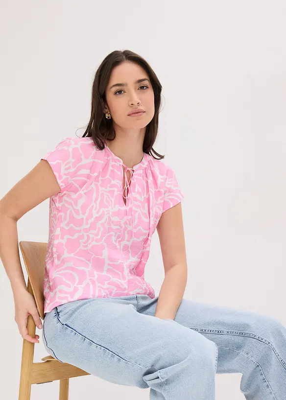 M&oslash;nstret, kortermet bluse, bonprix