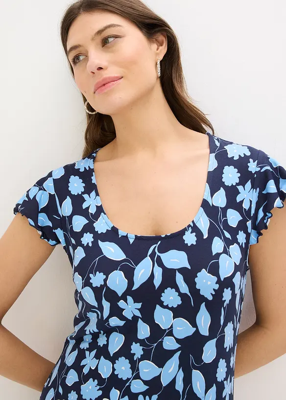 Jerseykjole i myk viskosemiks med trykt m&oslash;nster, bonprix