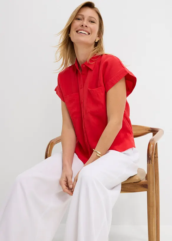 Kortermet bluse i lett materialmiks med lyocell, bonprix