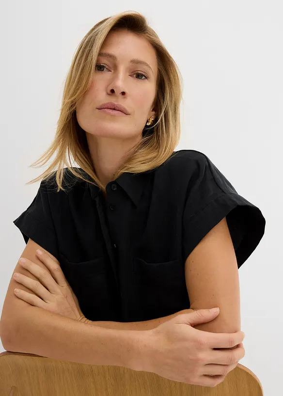 Kortermet bluse i lett materialmiks med lyocell, bonprix