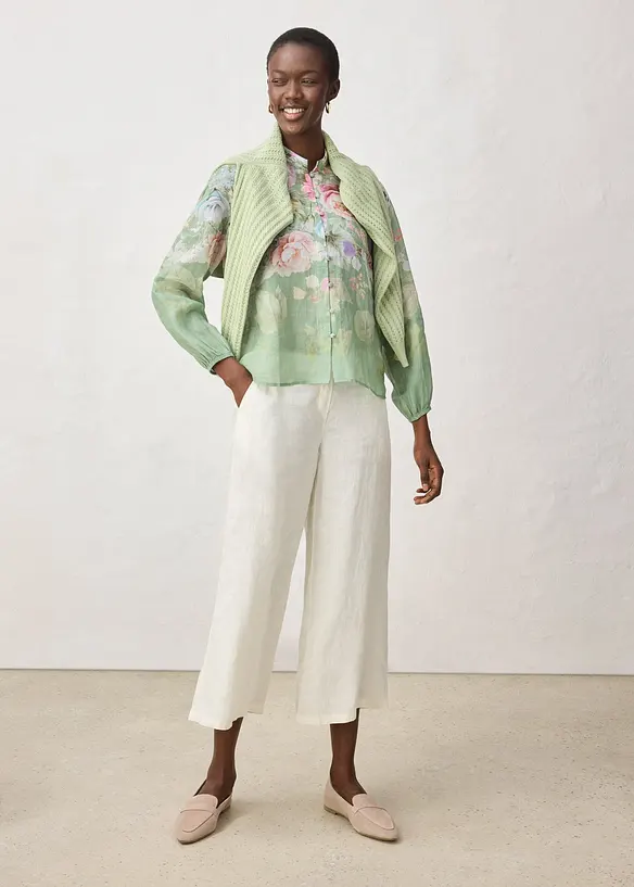 Tunikabluse i kj&oslash;lende ramie-materiale, bonprix