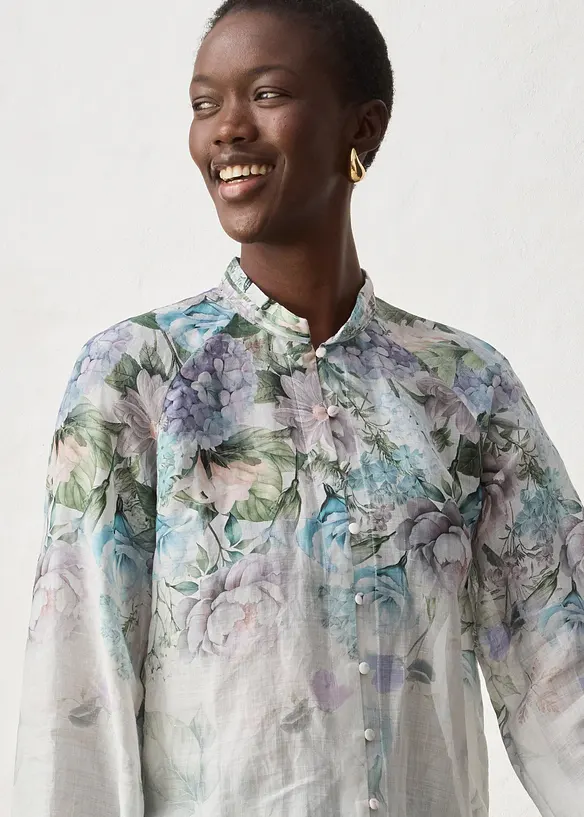 Tunikabluse i kj&oslash;lende ramie-materiale, bonprix