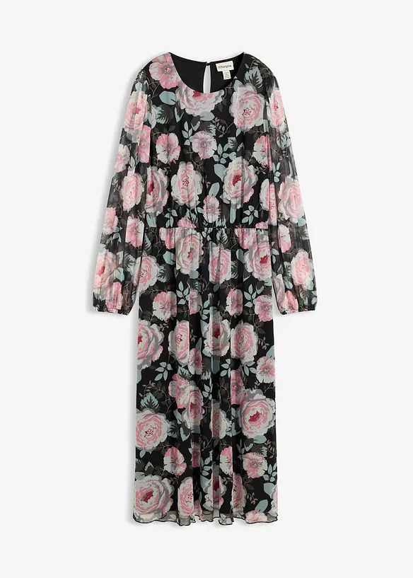 Midikjole i myk mesh, bonprix