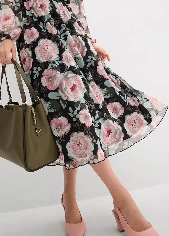 Midikjole i myk mesh, bonprix