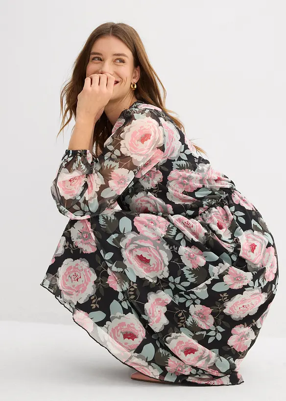 Midikjole i myk mesh, bonprix