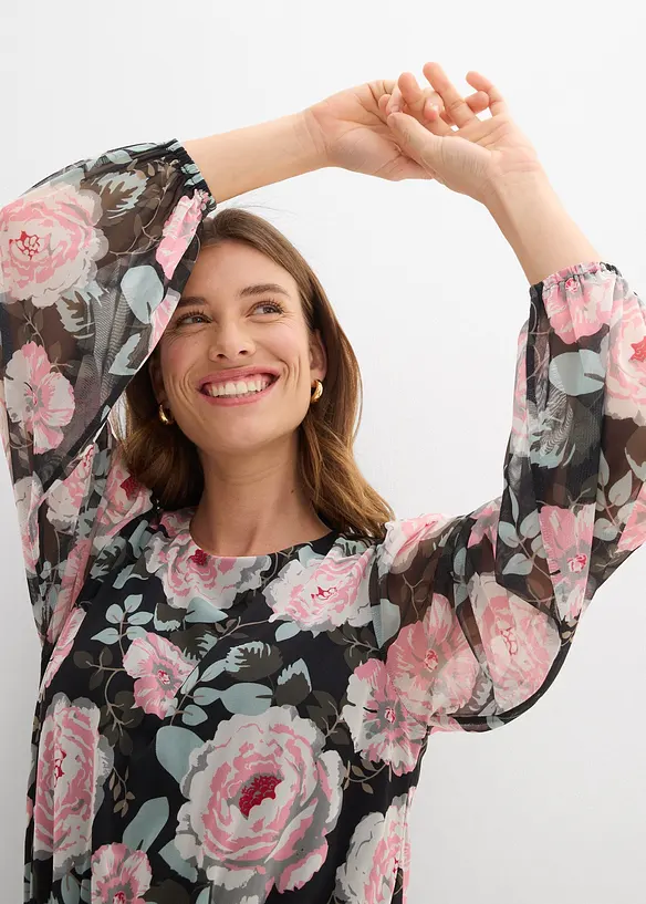 Midikjole i myk mesh, bonprix