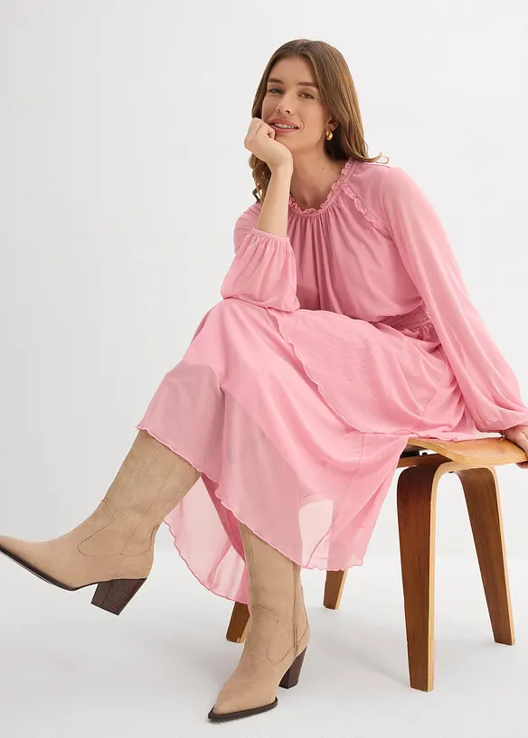 Jerseykjole i tynn mesh, bonprix