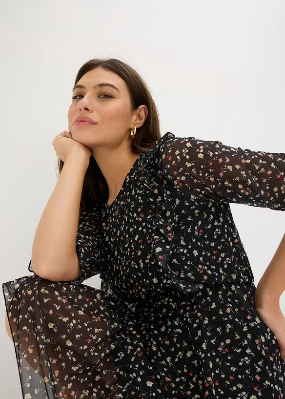 Jerseykjole i fin mesh, bonprix