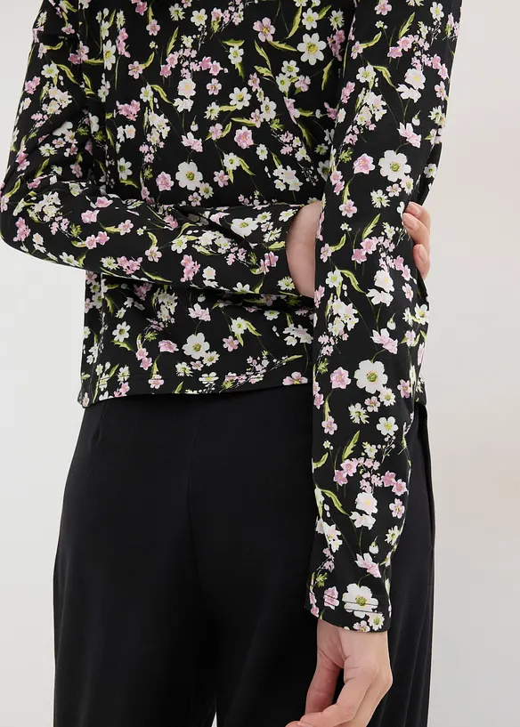 Langermet topp i bomullsmiks, bonprix