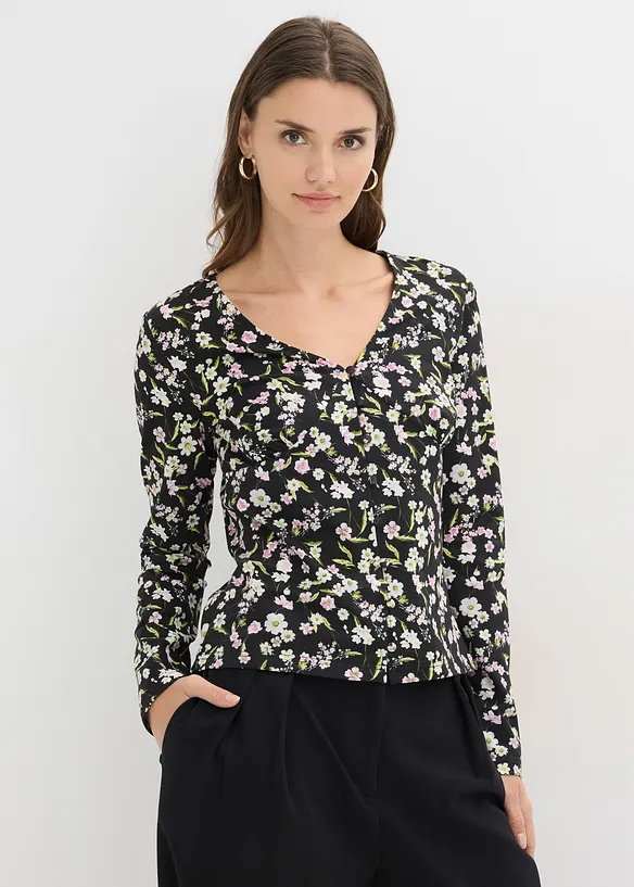 Langermet topp i bomullsmiks, bonprix