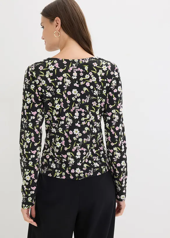 Langermet topp i bomullsmiks, bonprix