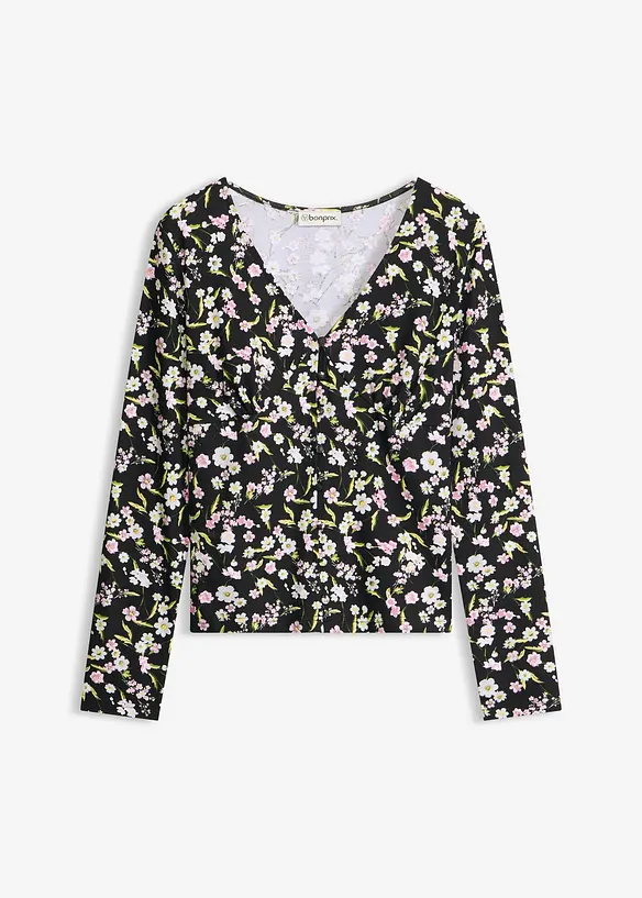 Langermet topp i bomullsmiks, bonprix