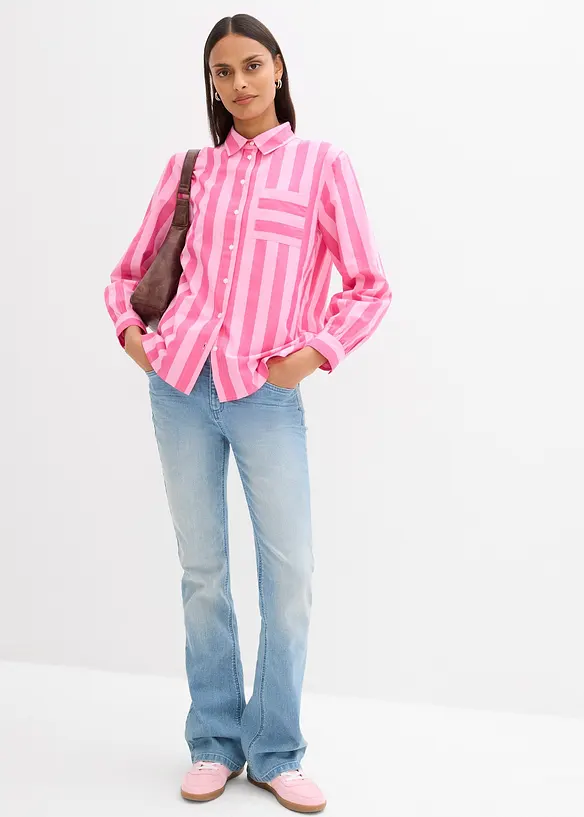 Skjortebluse i 100% &oslash;kologisk bomull, bonprix