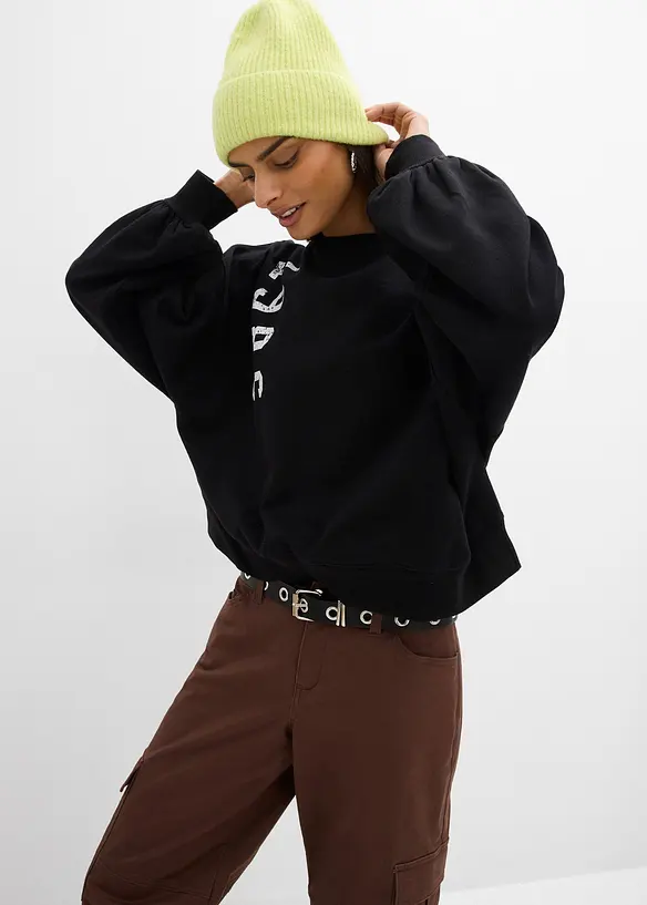 Oversized sweatshirt i 100% &oslash;kologisk bomull, bonprix