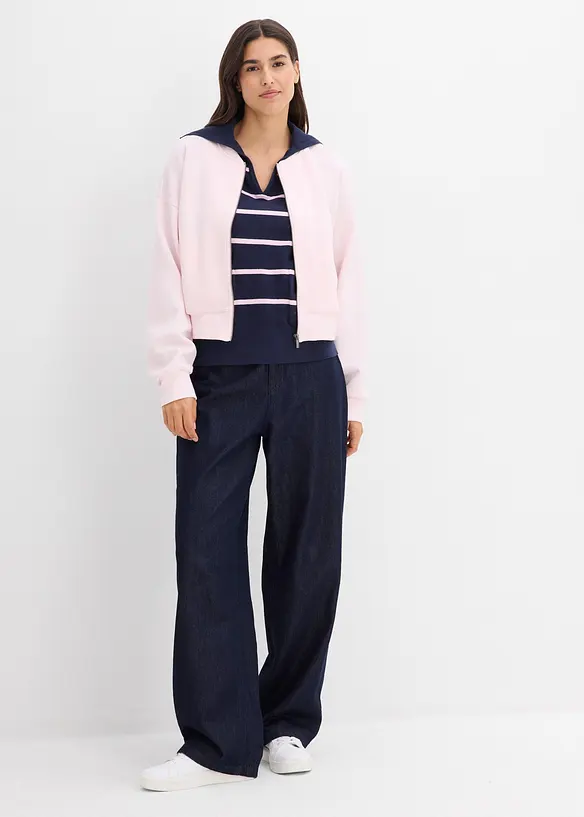 Finstrikket genser med krage, bonprix