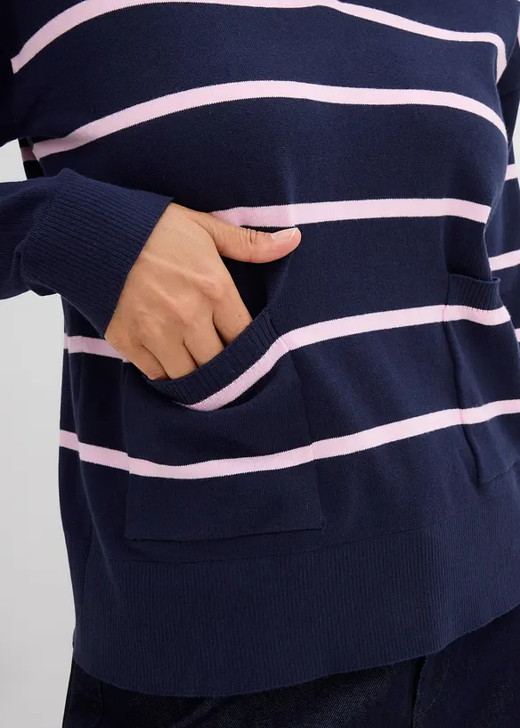 Finstrikket genser med krage, bonprix