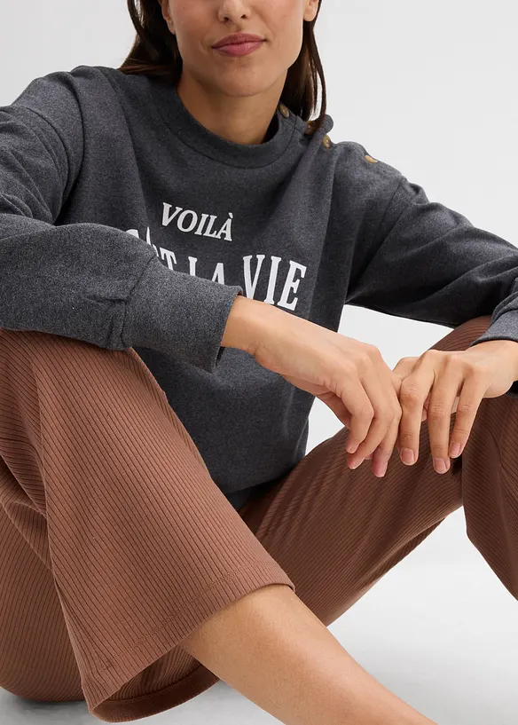 Kosebukse i ribbet viskosemiks med kortere ben, bonprix