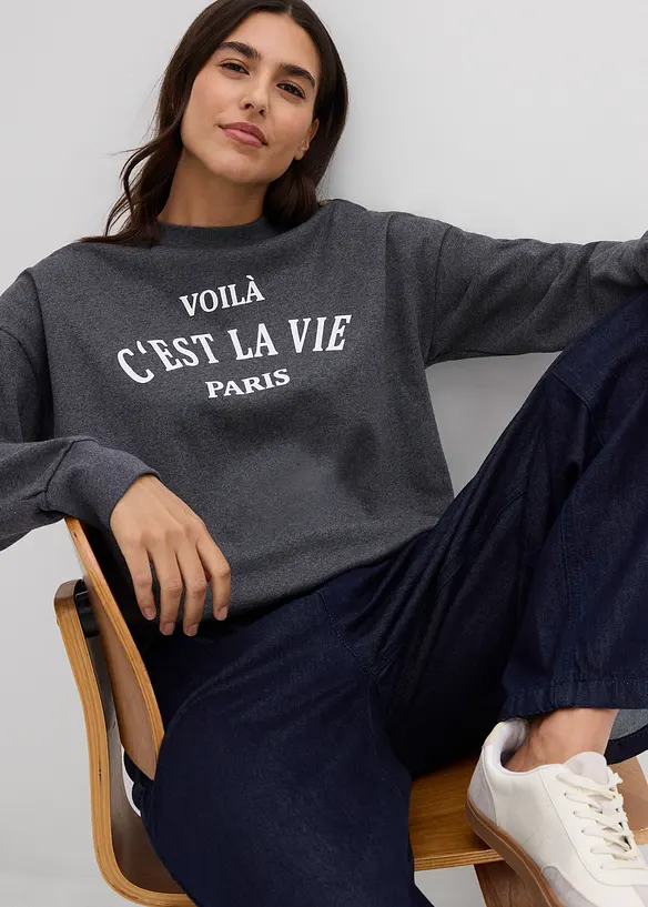 Sweatshirt i bomullsmiks, bonprix