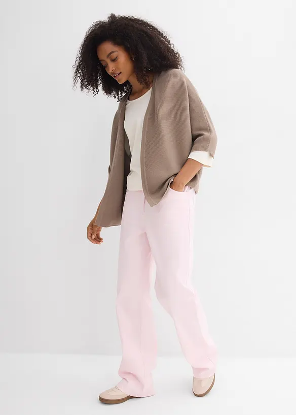 Oversized, ribbestrikket genser i viskosemiks, bonprix