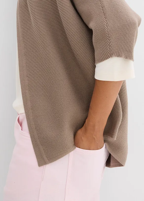 Oversized, ribbestrikket genser i viskosemiks, bonprix