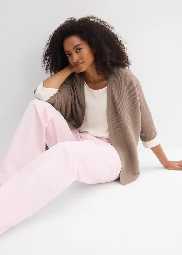 Oversized, ribbestrikket genser i viskosemiks, bonprix