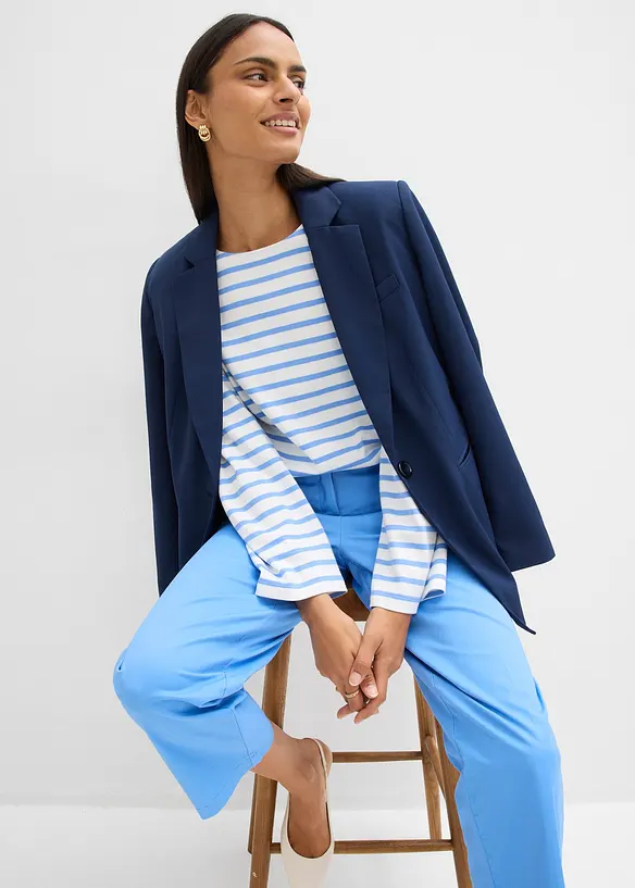 Stripete, langermet topp i &oslash;kologisk bomull, bonprix