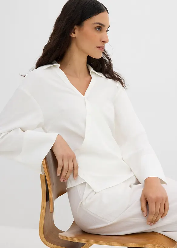 Asymmetrisk bluse i viskosemiks, bonprix