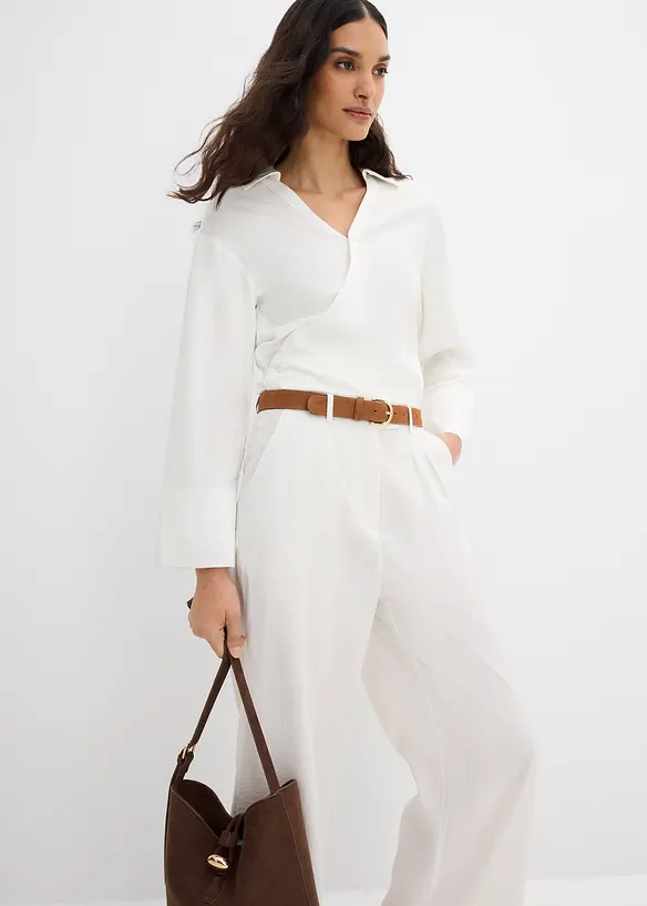 Bukse med dekorativ knapp av viskosemiks, bonprix