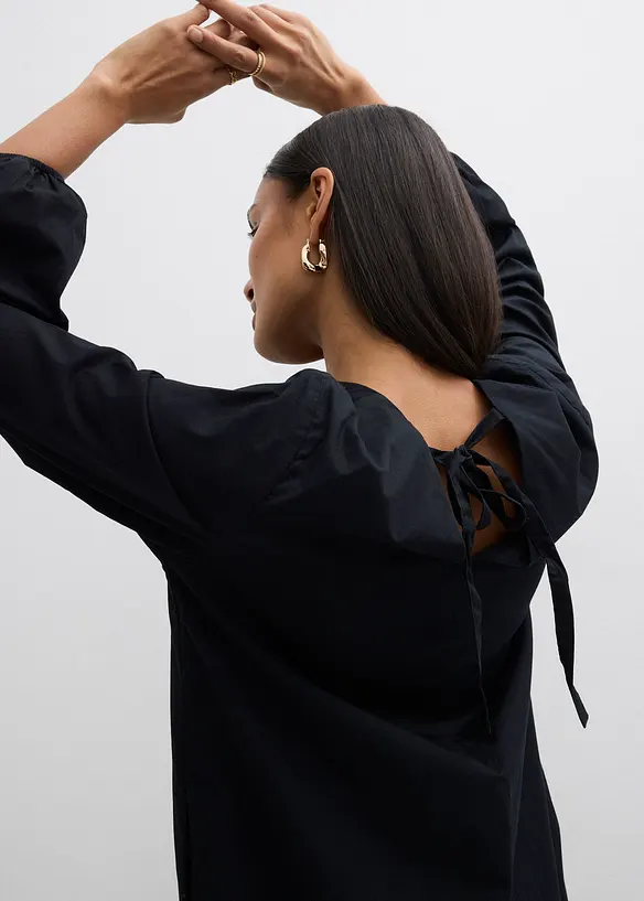 Skjortekjole med boblekant p&aring; ermene, bonprix