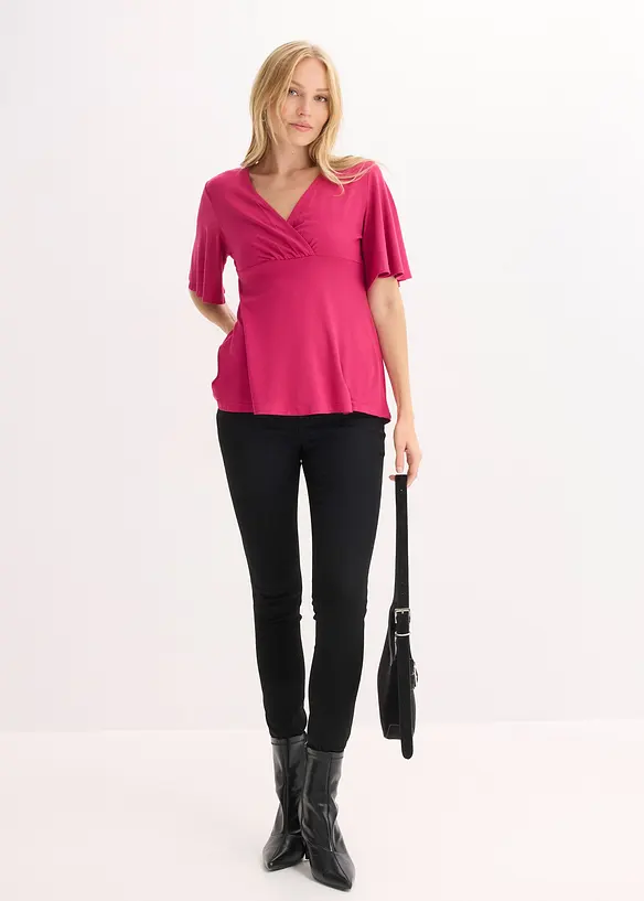 Jerseytopp med dyp utringning, bonprix