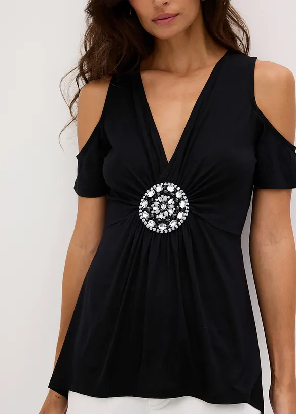 Cold shoulder-topp med tilbeh&oslash;r, bonprix