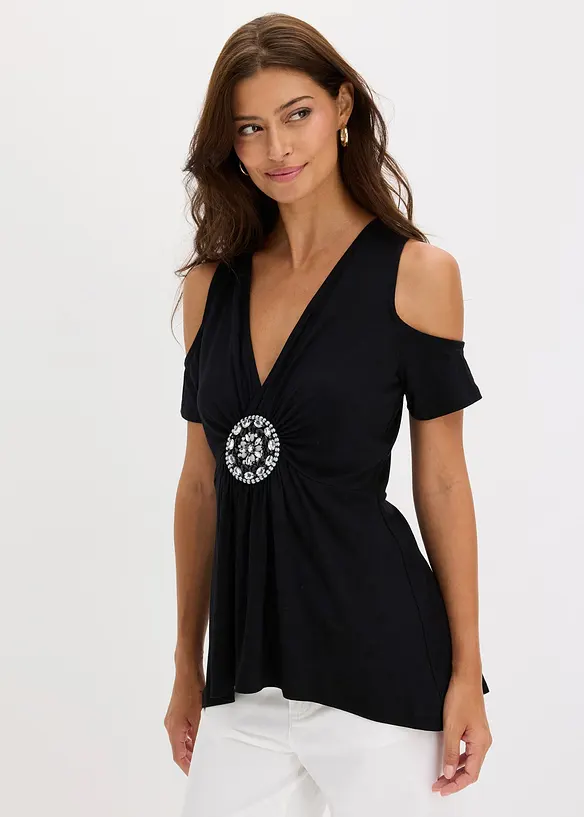 Cold shoulder-topp med tilbeh&oslash;r, bonprix