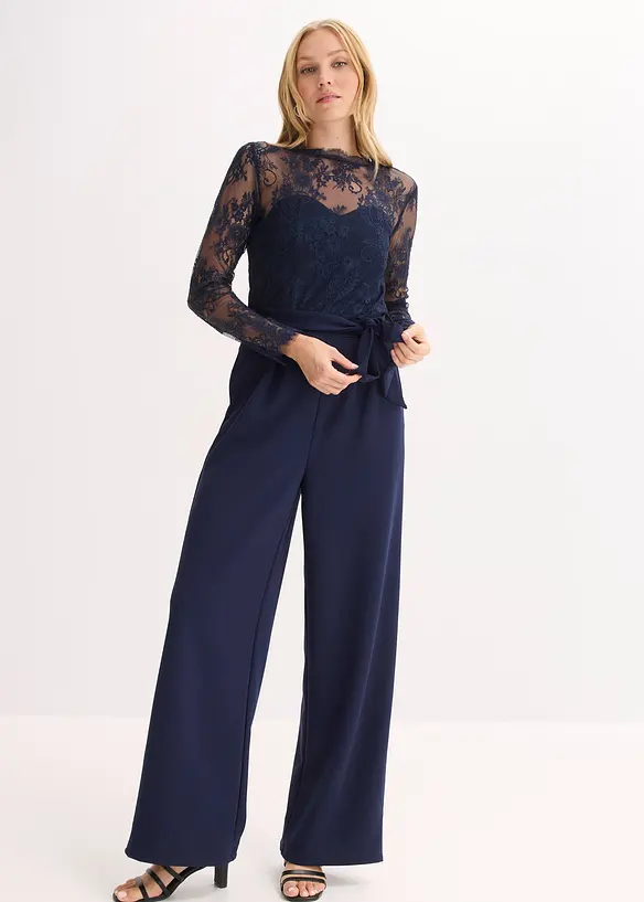 Jumpsuit med blonder, bonprix
