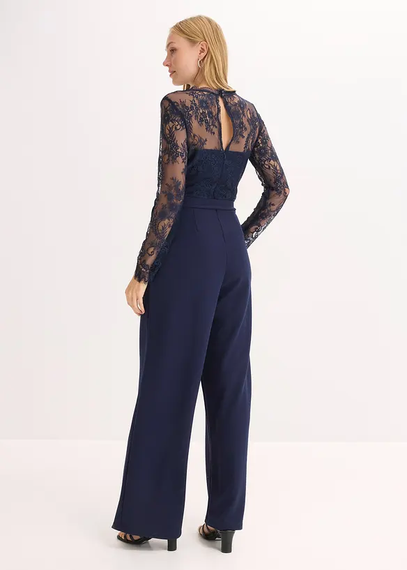 Jumpsuit med blonder, bonprix