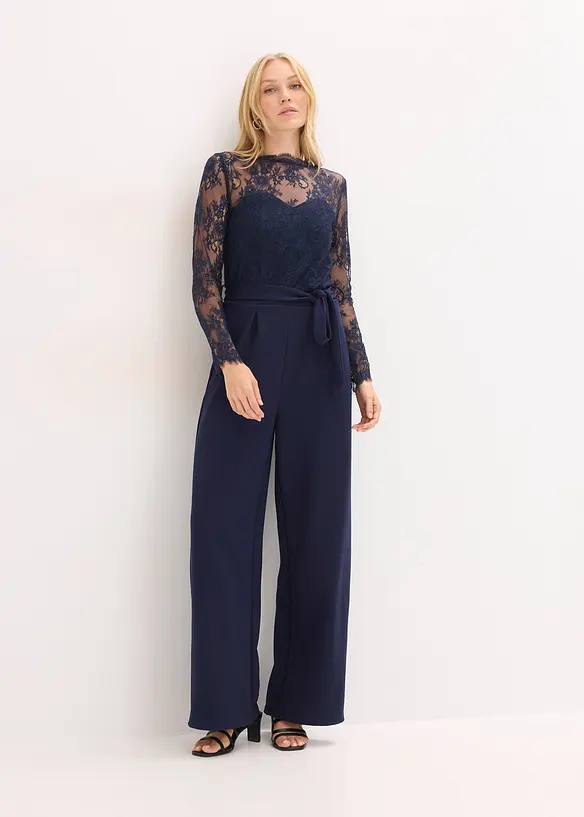 Jumpsuit med blonder, bonprix