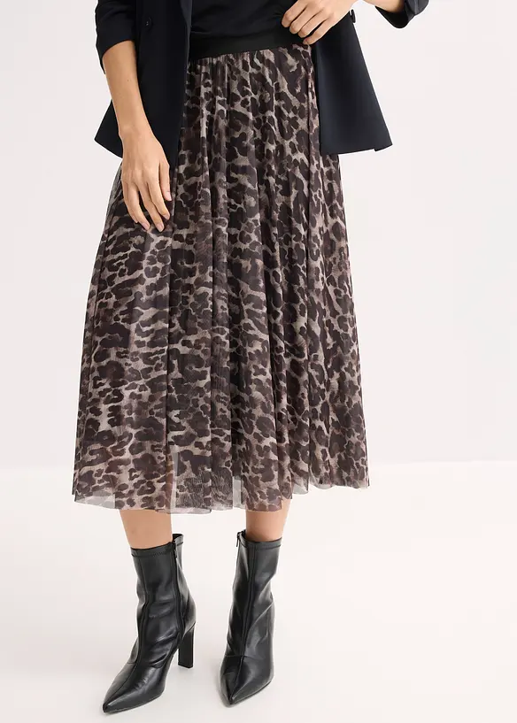 Utskr&aring;dd miniskj&oslash;rt med mesh, bonprix