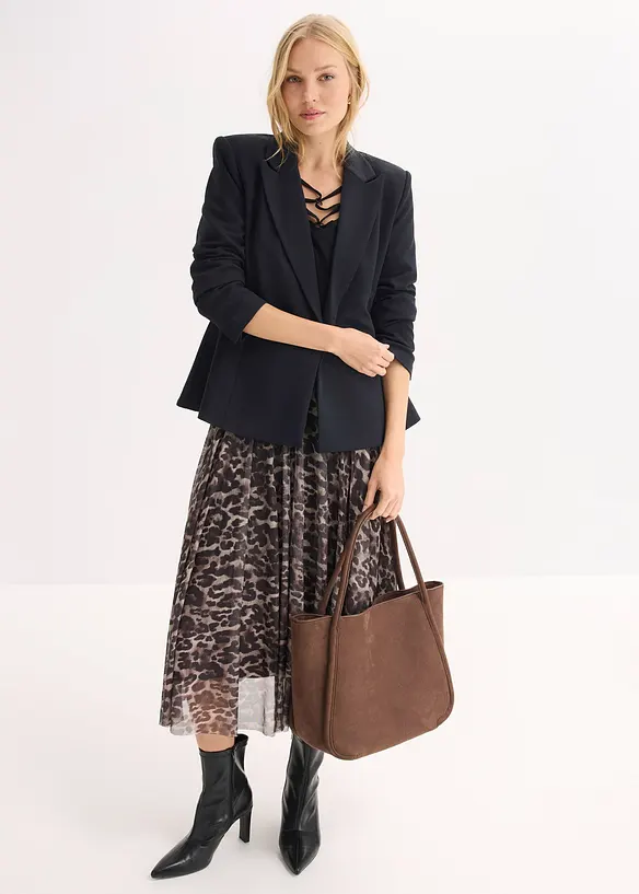 Utskr&aring;dd miniskj&oslash;rt med mesh, bonprix