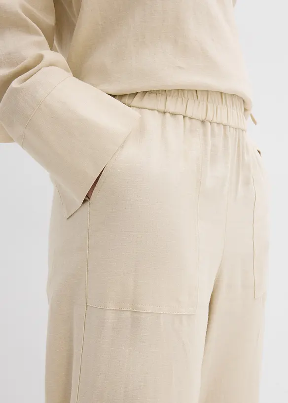 Barrel-bukse i lett linmiks, bonprix