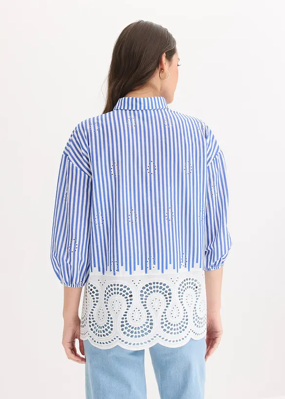 Oversized bluse med hullbroderi, bonprix