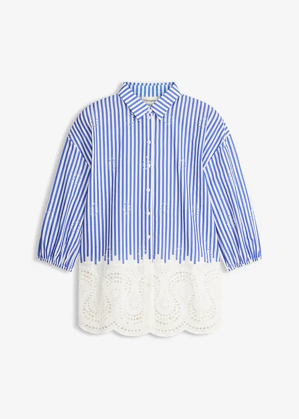 Oversized bluse med hullbroderi, bonprix