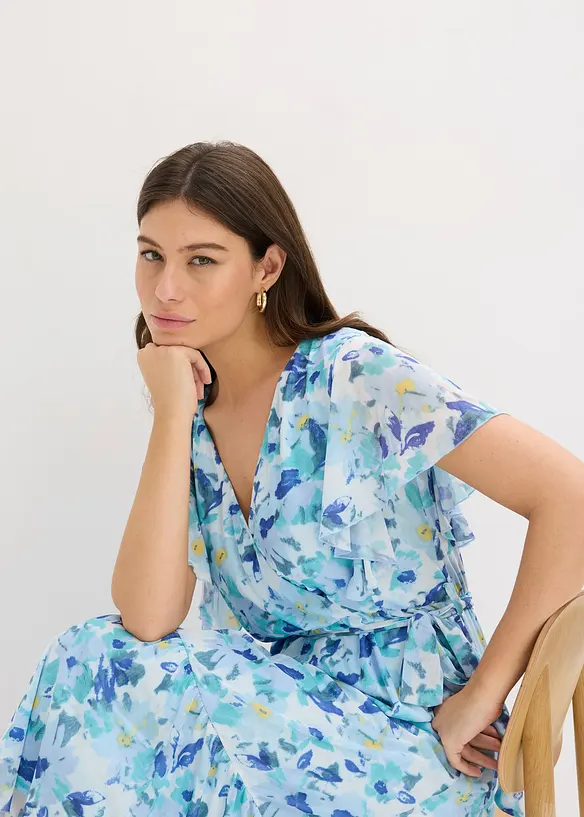 Midikjole i myk mesh, bonprix